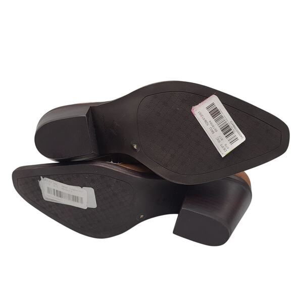 Antonio Melani Tabbie Tan Suede Squared Toe Stacked Heel Ankle Bootie Sze 7M NWT - Picture 7 of 10